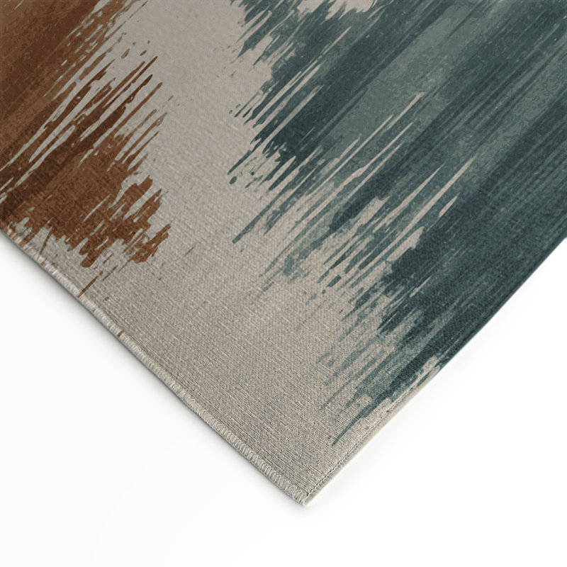 Tapis intérieur et extérieur brun Watercolor, Rectangulaire 3 pi x 5 pi