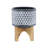 Ceramic 5" Aztec Planter On Wooden Stand