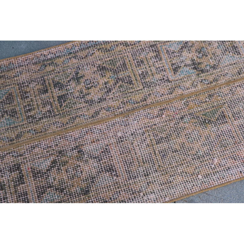 Tapis tissé à la main à motif de patchwork turc anatolien rétro - parfait pour les tapis de salle de bain et de porte