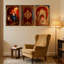 Scène religieuse abstraite, cadre baroque, ensemble de 3 impressions d'art sur toile-296090372