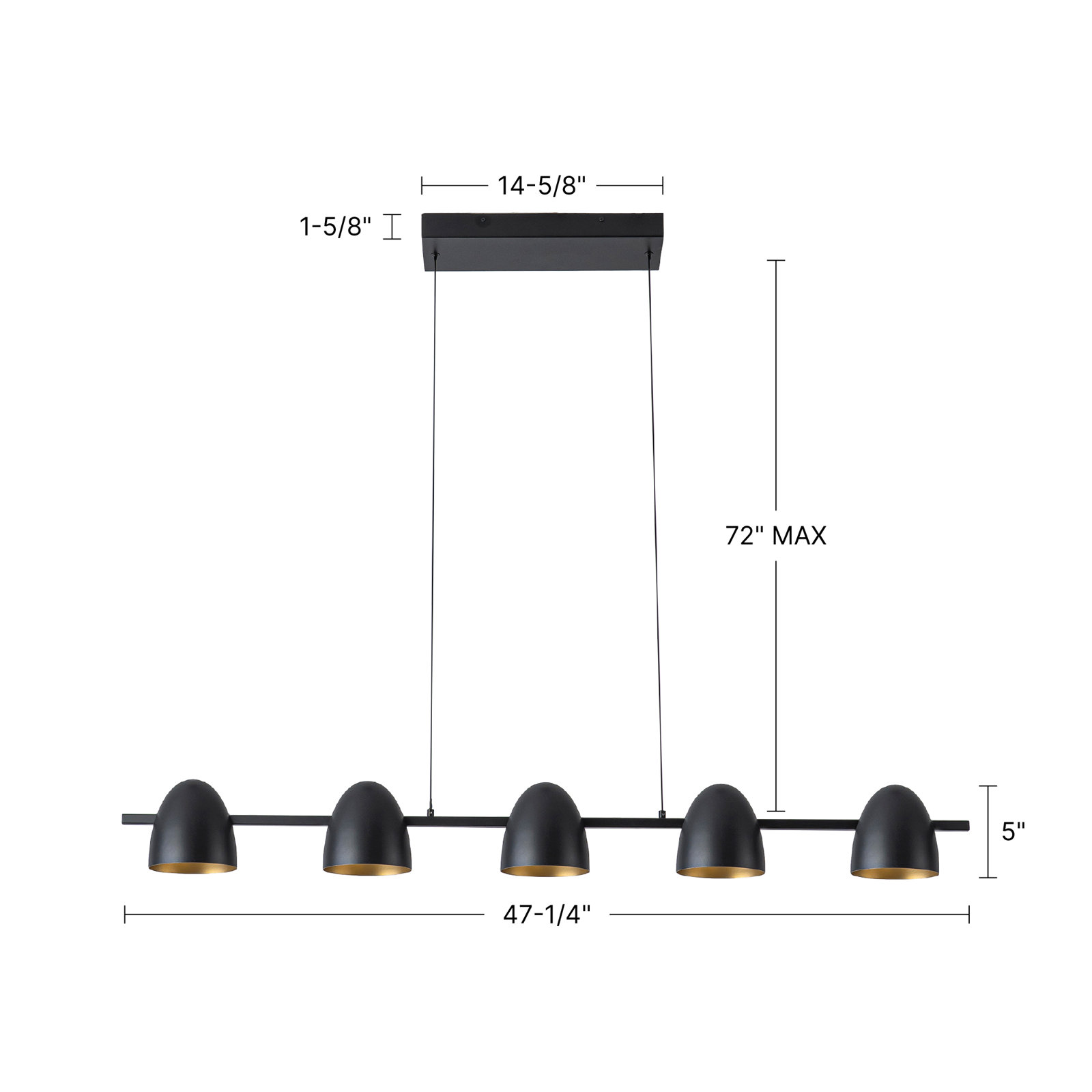 Yarrow 47-in Black Dimmable LED Linear Pendant
