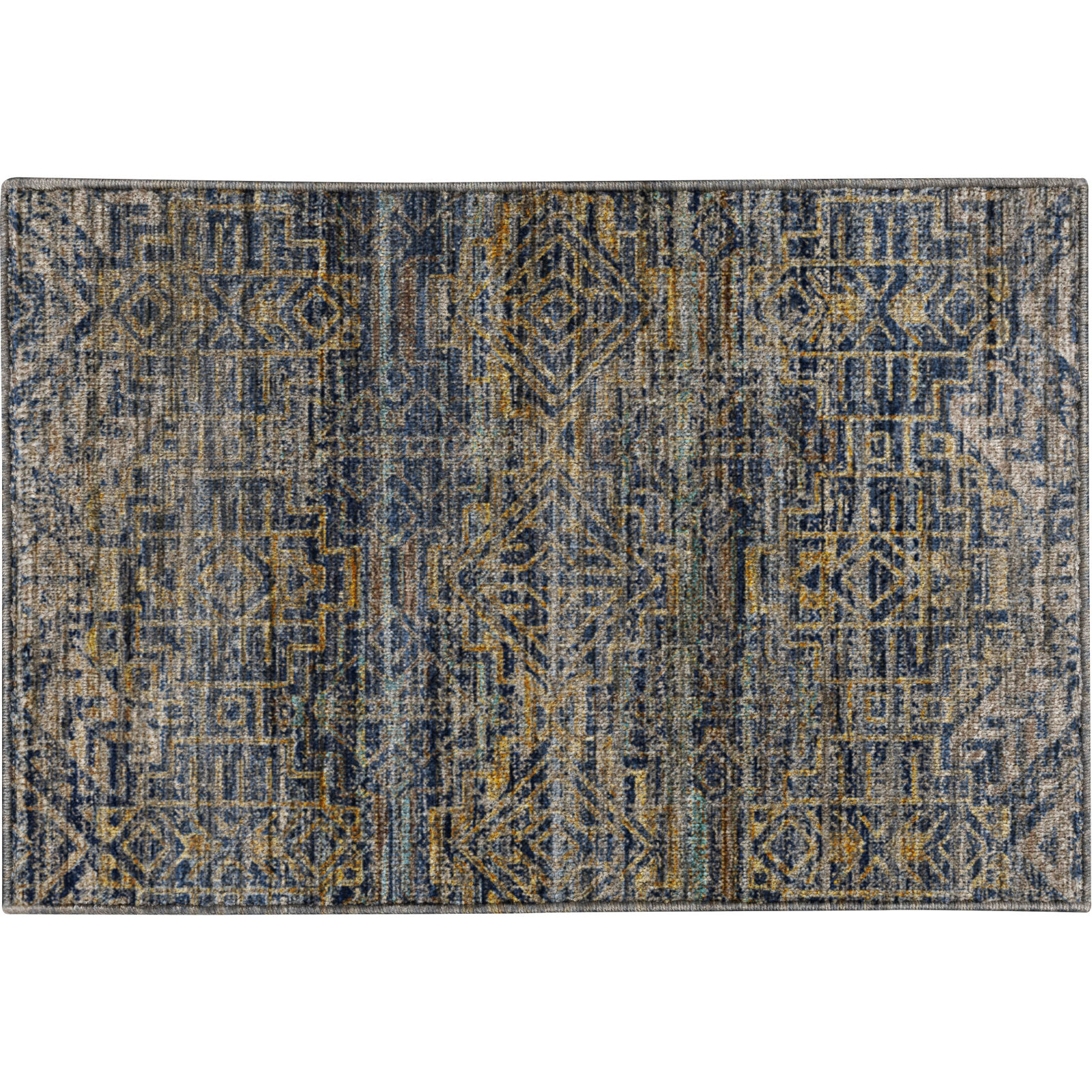 Premium Machine Washable Tirico Casual Rug, Navy, 1'8" x 2'6"