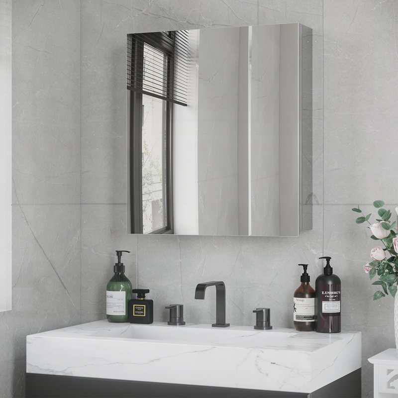 Miroir de salle de bain avec tablettes de rangement, armoire murale de salle de bain