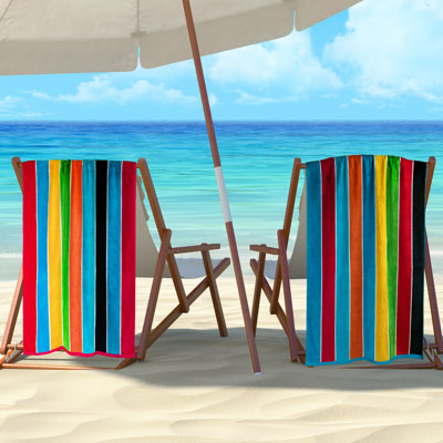 Ensemble de serviettes de plage réversibles surdimensionnées en coton 2 pièces Makenna