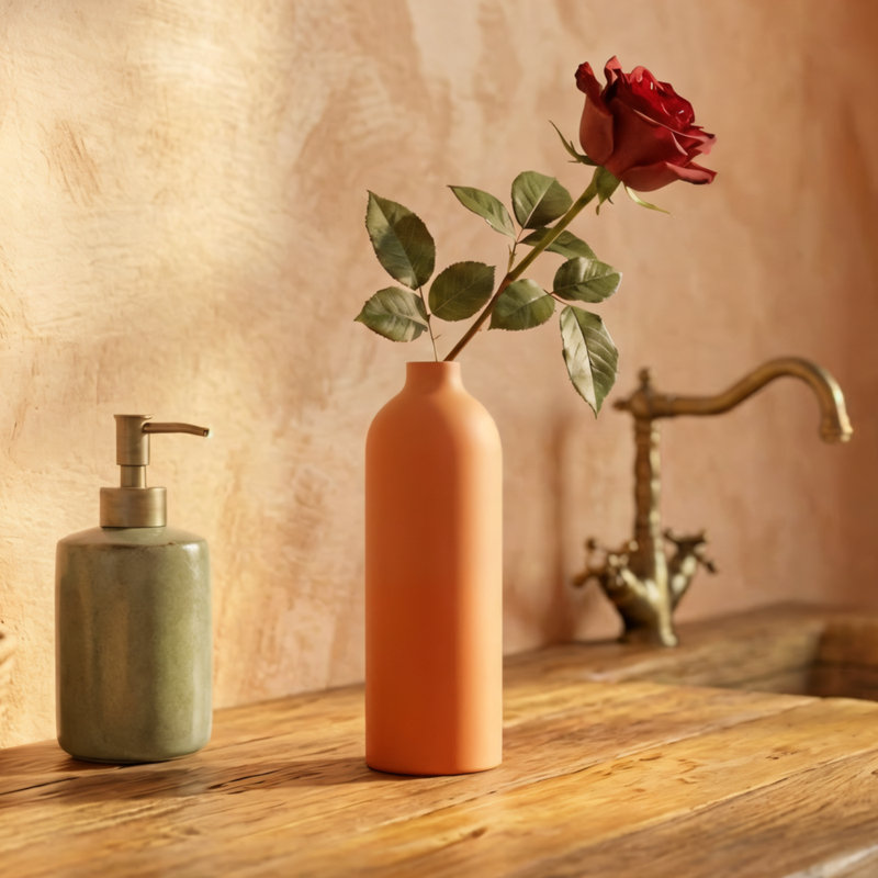 Grand vase en céramique terre cuite fait à la main 11 "Marlow, H 11 po x l 3,5 po x P 3,5 po, Terracotta