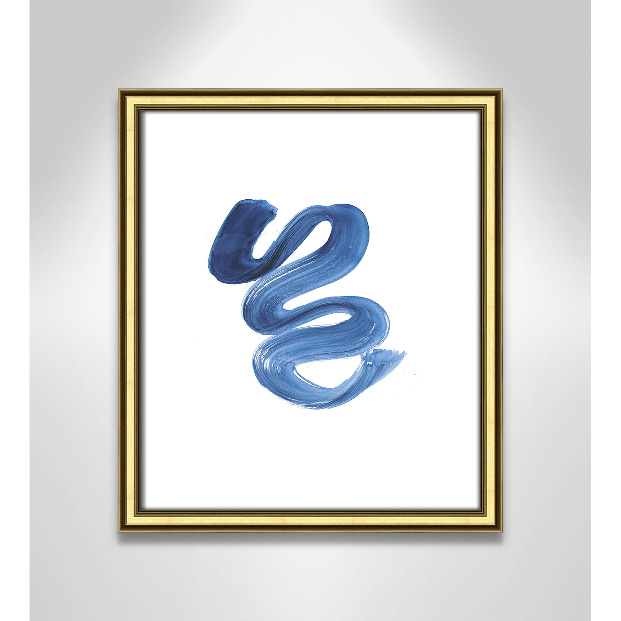 Slinky Indigo II by Filippo Ioco  - Painting Print, Gold Framed Paper, 15" H x 13" W x 0.88" D