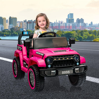 Voiture pour enfants, véhicule électrique à piles de 12 V avec télécommande, lumières DEL, sans fil, 3 vitesses, musique et klaxon, jouets pour enfants