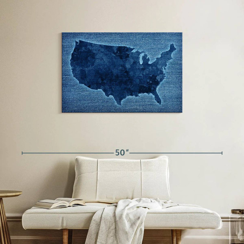 Carte des États-Unis Aliaz Denim, H 24 po x l 36 po