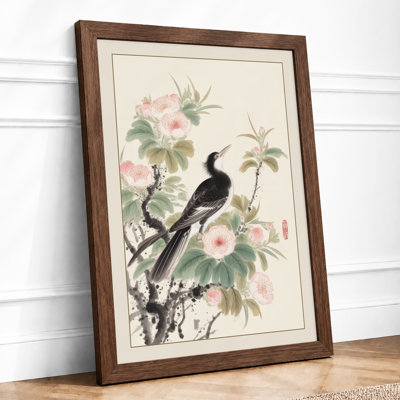 Bird Among Blossoms Japandi - Framed Print