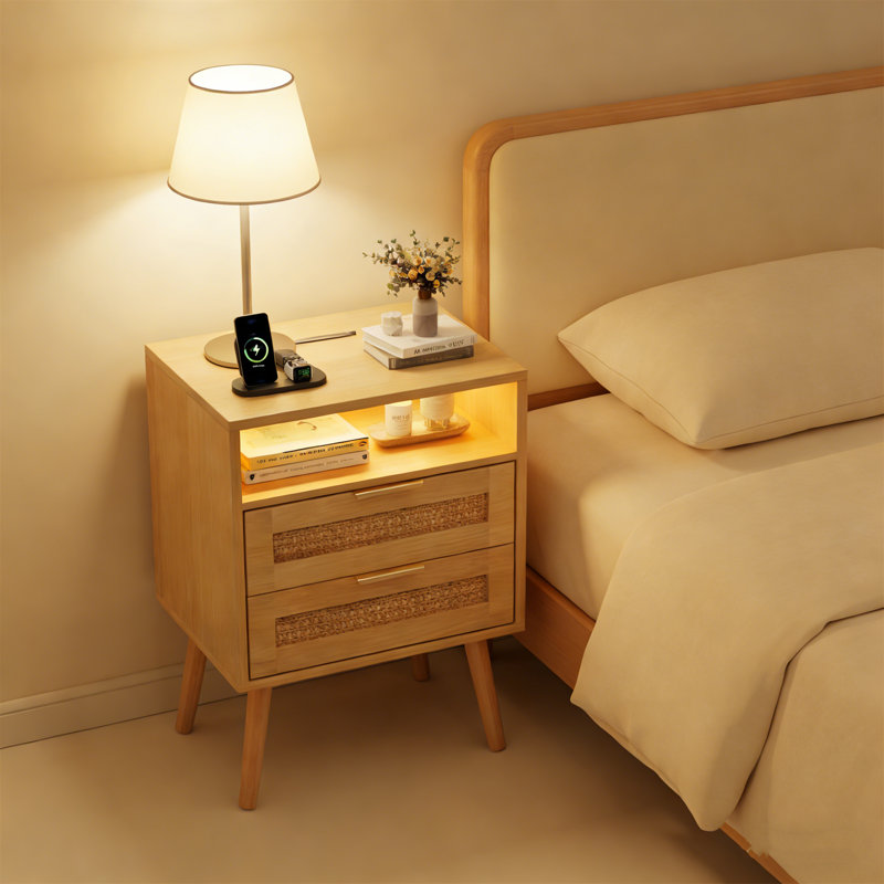 45cm W Manufactured Wood Bedside Table