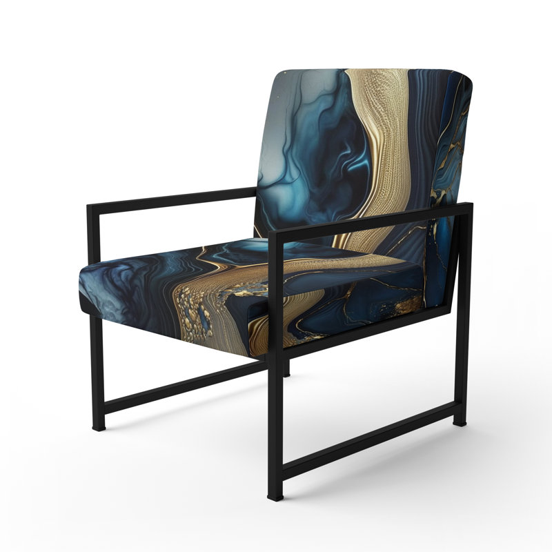 Crillon - Fauteuil d'appoint rembourré en marbre, Noir, noir, noir, noir
