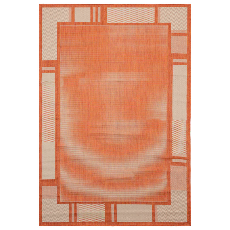 Tapis orange à motif géométrique Kazen, Rectangle 5 pi 3 po x 7 pi 6 po
