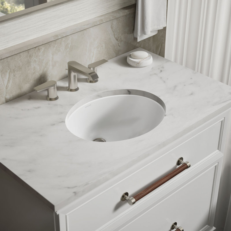 Caxton® Ceramic Oval Undermount Bathroom Sink with Overflow, White