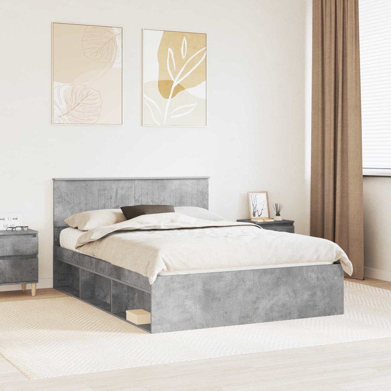 Solid Wood Bed, Concerte Grey, Double (4'6)