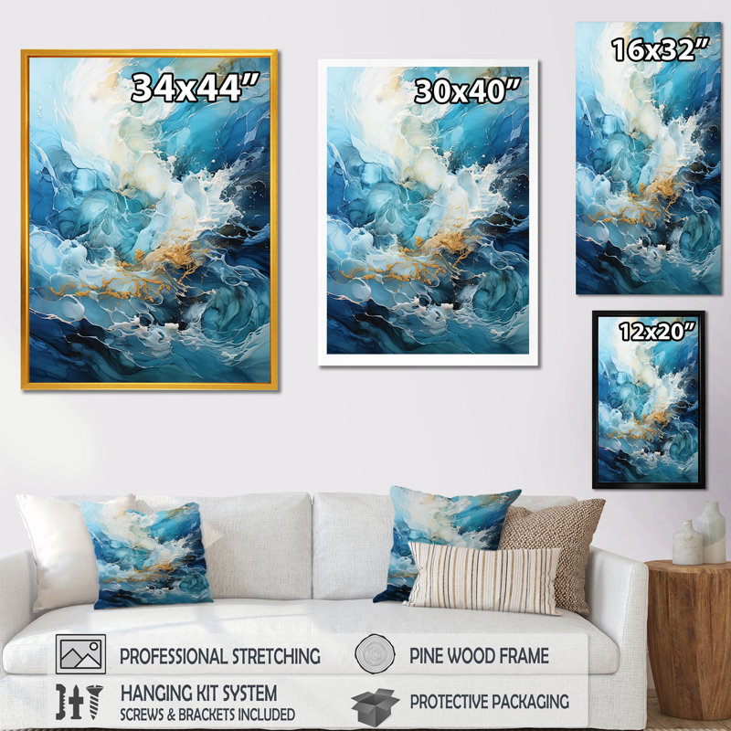 «Modern modern», art moderne abstrait, H 20 po x l 12 po x P 1 po, Cadre flottant doré
