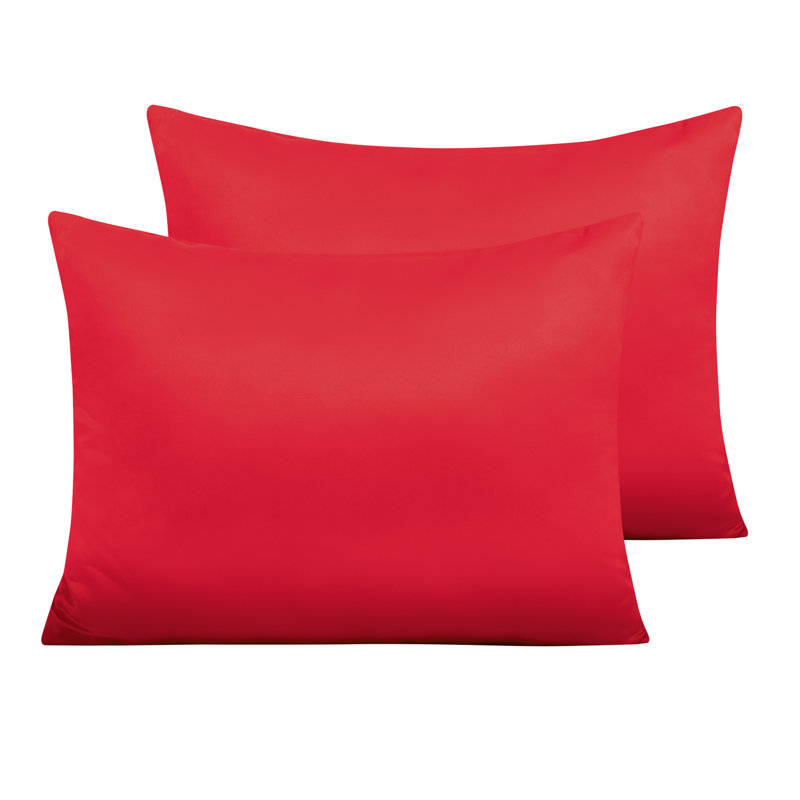 Taies d'oreiller en satin, taies d'oreiller à fermeture à glissière pour cheveux et peau - NTBAY, Standard, Rouge