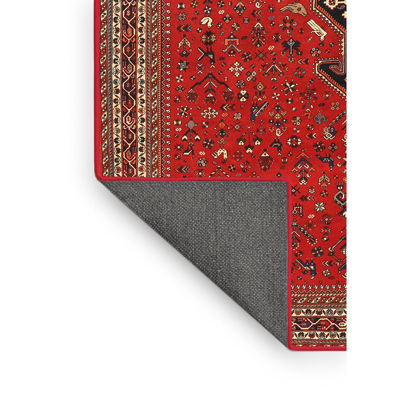 Tapis rouge/beige/noir traditionnel, Rectangle 2 pi x 3 pi