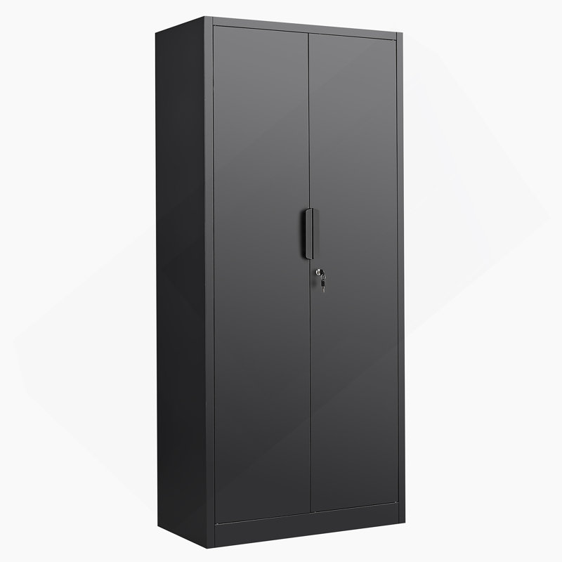 Armoire de rangement, classeur à 2 portes avec serrure, 4 tablettes réglables pour le bureau et la maison, Noir