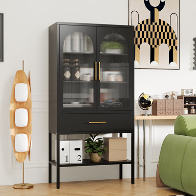 62.5"H Glass Display Cabinet With Drawer And Shelf by Ebern Designs