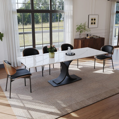 Table de salle à manger moderne en faux marbre