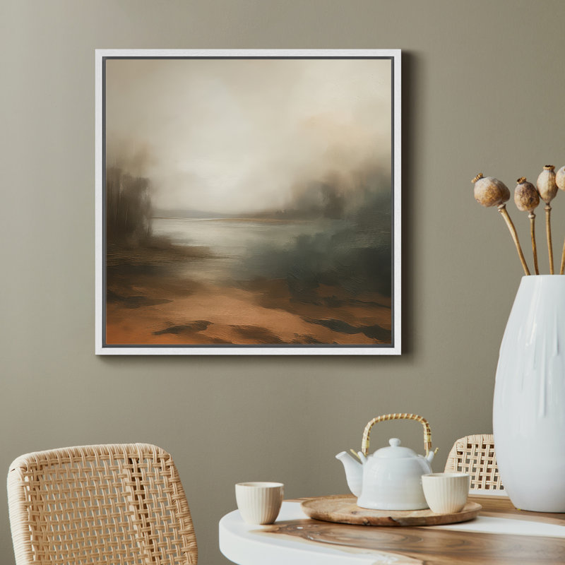 Reproduction de paysage abstrait encadrée sur toile murale pour décor de salon, H 16,8 po x l 16,8 po, Blanc