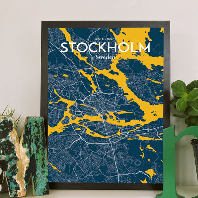 Stockholm City Map - No Frame Print