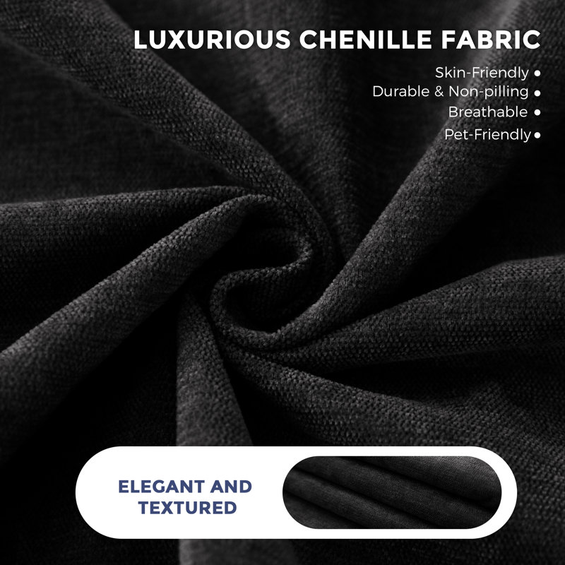 Canapé Bean Bag, causeuse Giant Cozy, Chenille noir, L 74,8 po x P 33,5 po x H 26 po