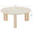 Cole And Grey Teak Wood Handmade Living Room Cream Coffee Table With Beige Marble Tabletop