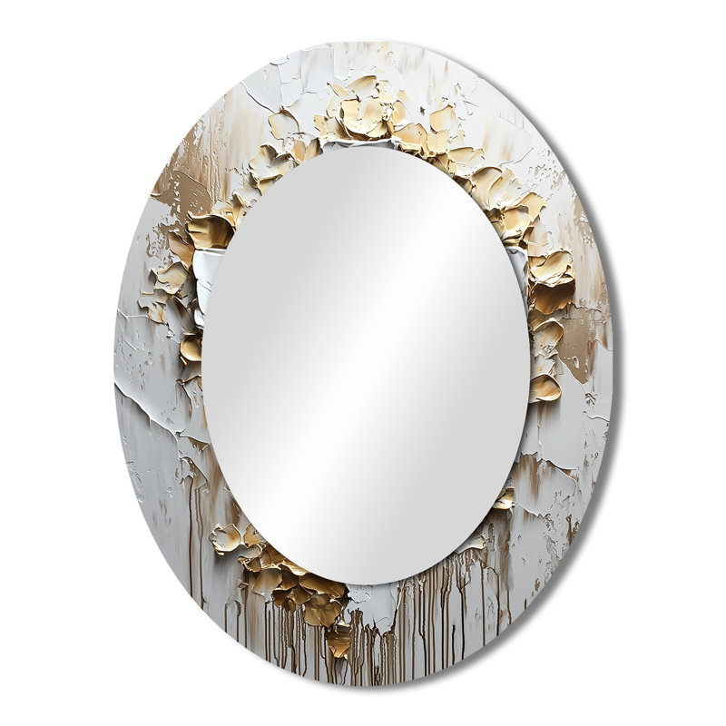 Miroir mural or et blanc, 43 po x 33 po