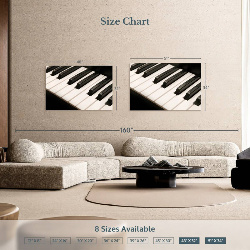 Abarca Notes Of Piano Keys, H 34 po x l 51 po