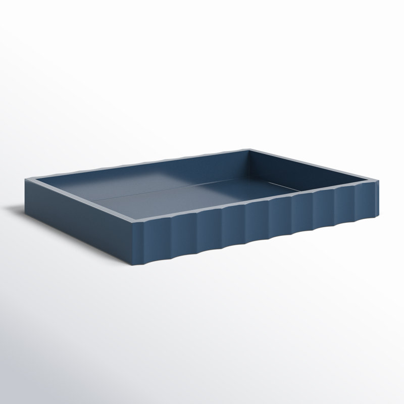 Cardella Fluted Rectangle Serving Tray, Navy