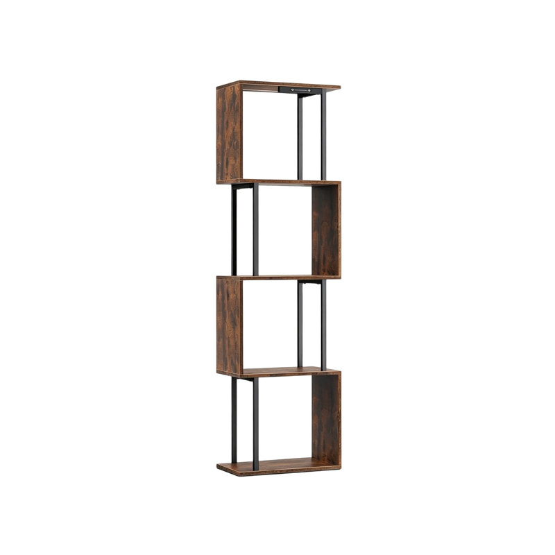 135cm H x 38cm W Metal Bookcase, Brown