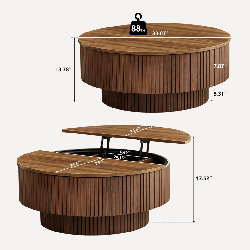 Table basse Mid Century, Noyer