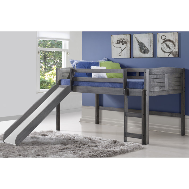 Christoph Twin Solid Wood Platform Loft Bed by Harriet Bee, Antique Gray, No Accessory