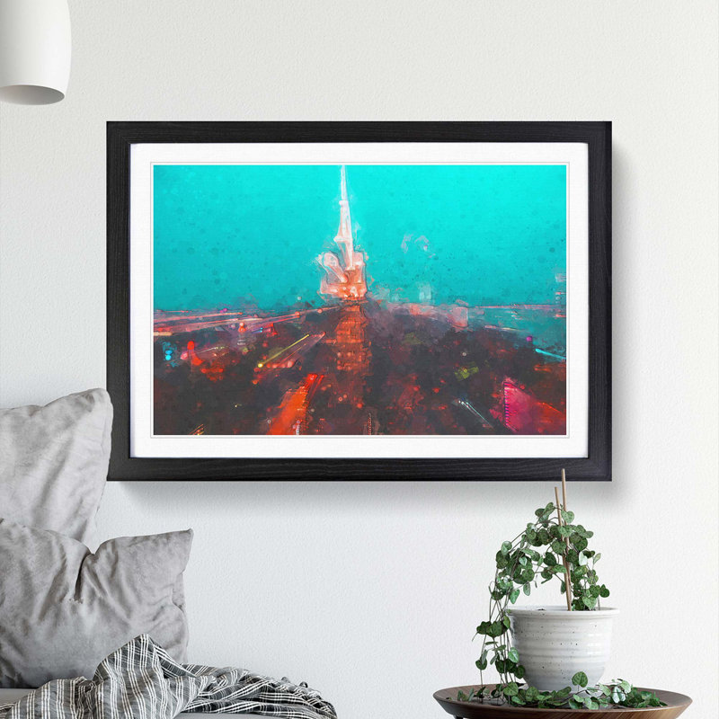 New York the Never-Ending City in Abstract - Picture Frame Graphic Art Print, 27cm H x 36cm W x 2cm D, Black Framed