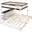 Lit superposé avec lit gigogne simple, blanc + noyer, prises de charge de bureau, garde-corps pleine longueur pour lit gigogne dans le lit, pieds en pin massif durables