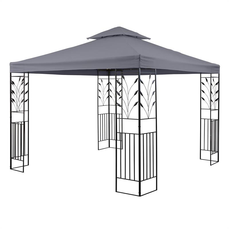Odeon 3m x 3m Steel Permanent Gazebo, Dark grey