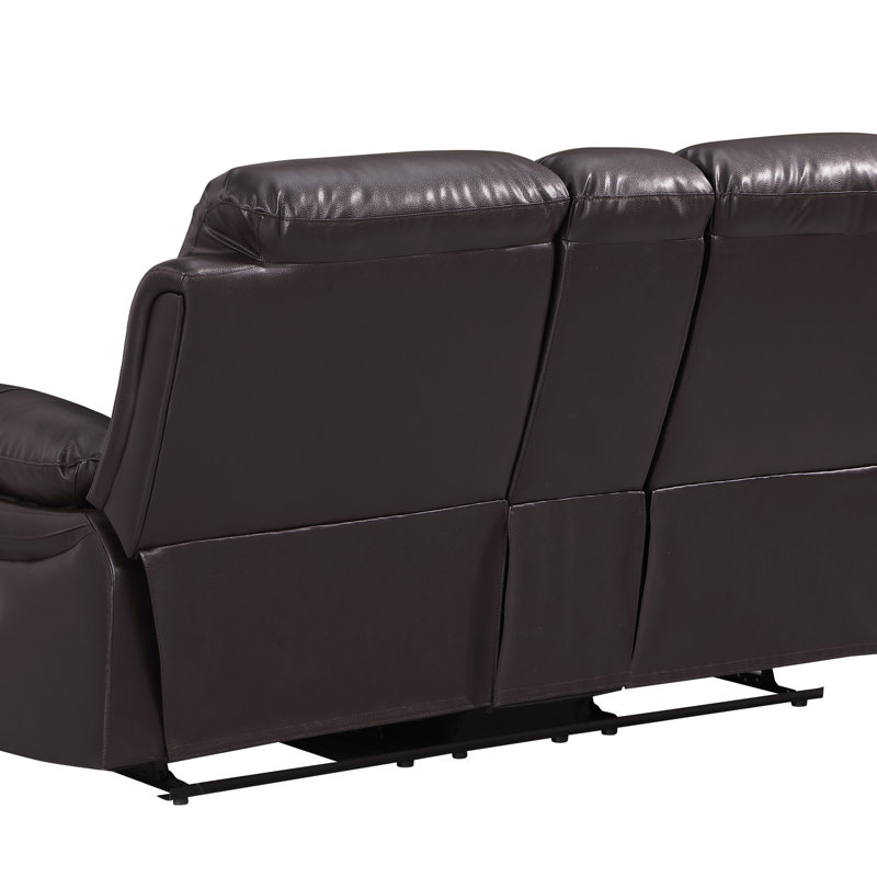 Causeuse inclinable en cuir avec dossier en fibre et base en acier Global United, Brun