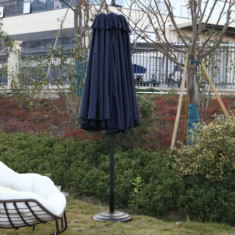 Grand parasol d'extérieur double face 14,8 pi avec manivelle (bleu marine) (sans base), Marine