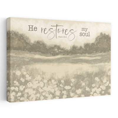 He Restores My Soul - Contemporary Serene Meadow Psalm 233, art d'inspiration religieuse