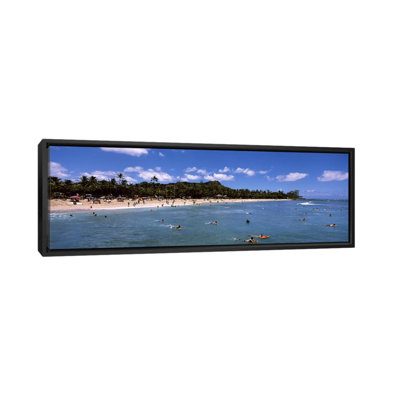 Plage panoramique de Waikiki, Honolulu, Oahu, Hawaï, reproduction de photo sur toile, H 12 po x l 36 po x P 1,5 po