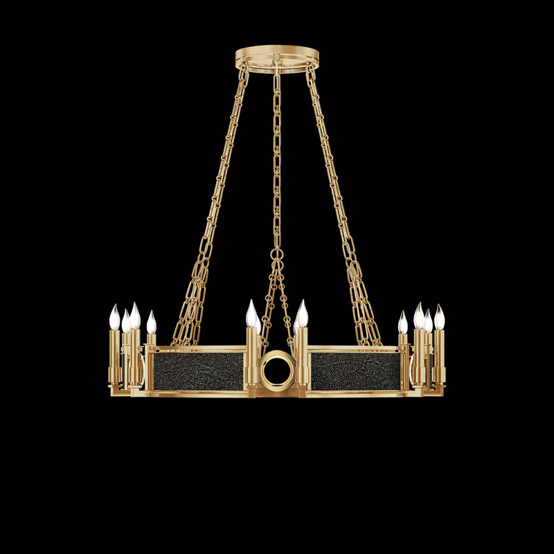 Lustre rond l 35,75 po Mirage, Chevalier noir / or / laiton