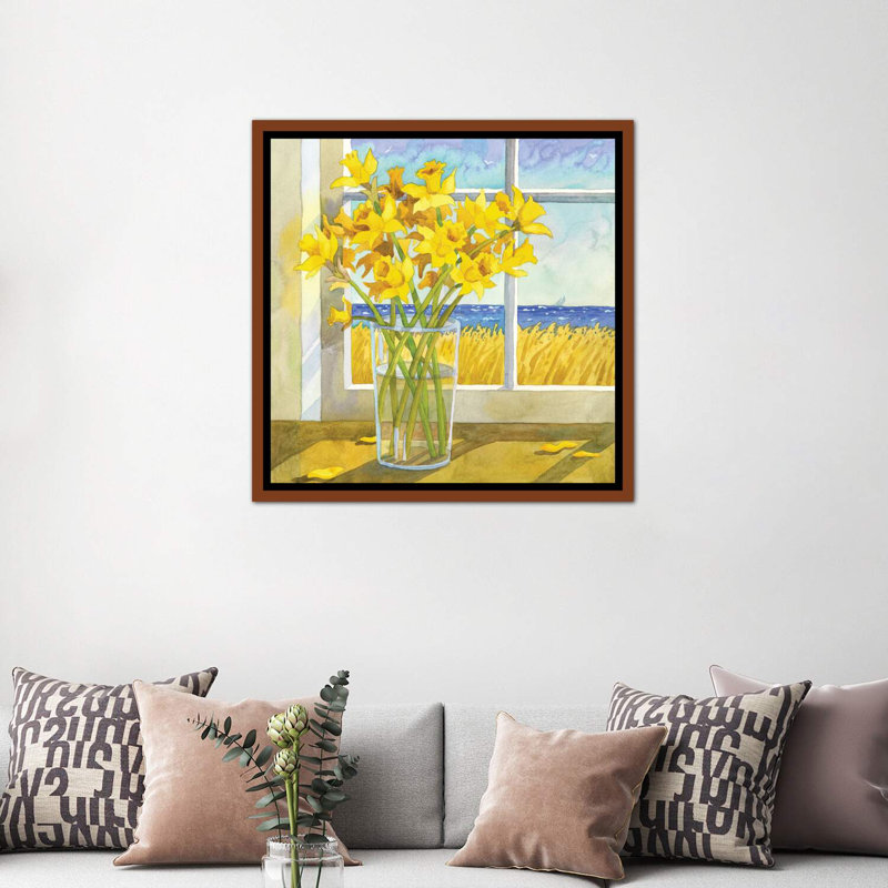 « Jonquilles dans la fenêtre » par Robin Wethe Altman, reproduction d’art, H 37 po x l 37 po x P 1,5 po