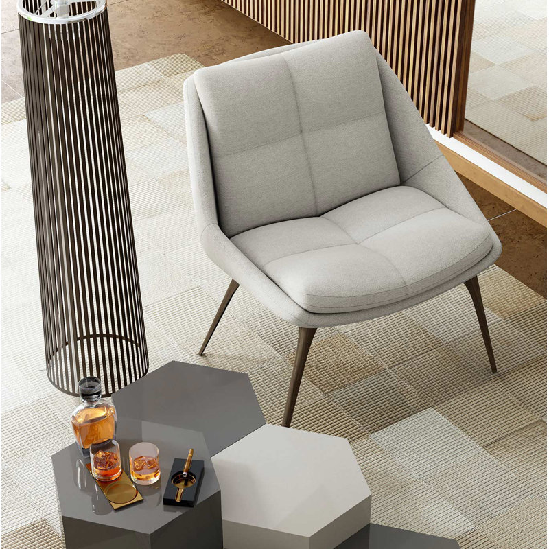 Columbus Upholstered Accent Chair, Birch Genuine Leather