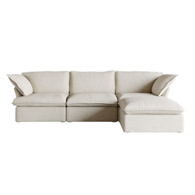 Fairford 4-Piece Upholstered Modern Corduroy Fabric Sectional Sofa With Ottomanl