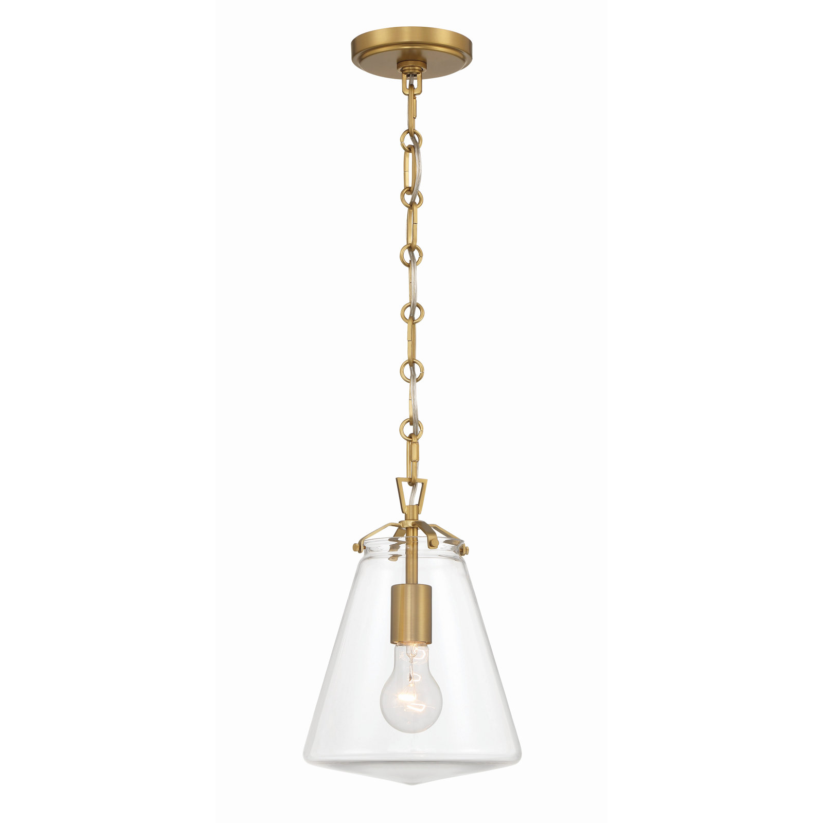 Blair Single Light Glass Dimmable Pendant, Gold