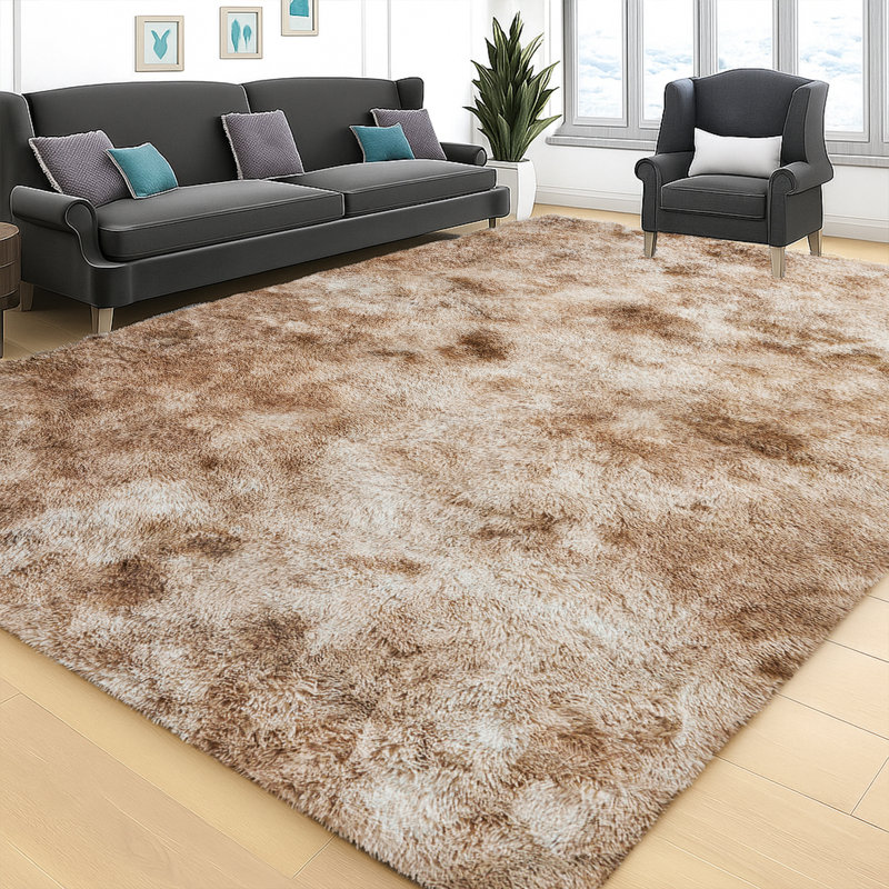 Super Soft Shaggy Beige Rug, Rectangle 200 x 290 cm