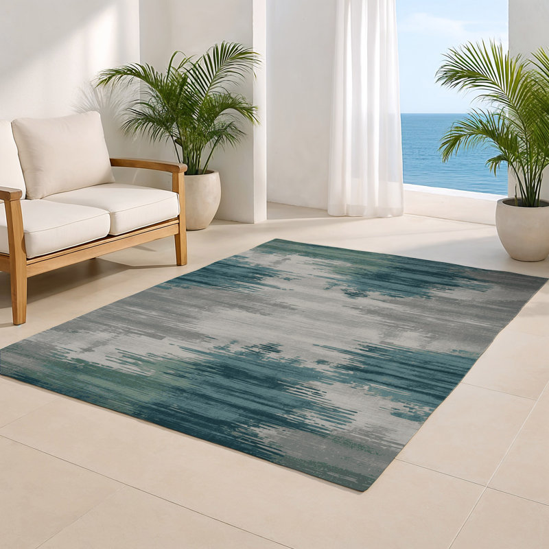 Tapis intérieur et extérieur gris Watercolor, Rectangle 4pi x 6 pi