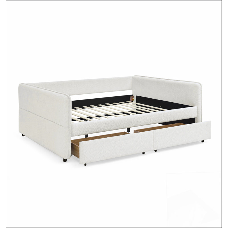 Bed With Integrated Storage And Ergonomic Support, Perfect For Modern Comfort And Organization, Beige, Queen 