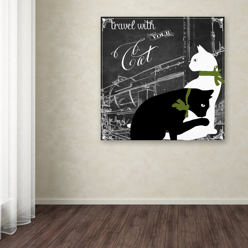 «Jadaya Travel With Your Cat» par Color Bakery, impression sur toile tendue, H 24 po x l 24 po x P 2 po